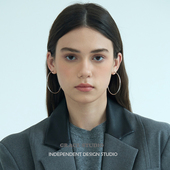 简约高级感夸张大圈圈耳环女百搭港风时髦素圈耳饰耳圈 款 S经典