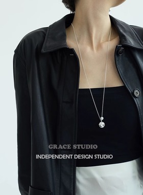 G/S 小众设计金银撞色珍珠吊坠长款项链高级感简约休闲叠戴毛衣链