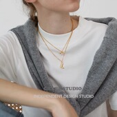 韩国小众趣味高跟鞋 S苏美之吻 项链飞翔爱心锆石叠戴锁骨链女