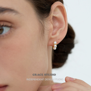 优雅迷你珍珠耳扣女精致气质耳环耳圈2026新款 法式 S法国女孩