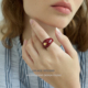 S周末美学 春夏度假风高级感安可拉红滴釉戒指设计师指环ins风