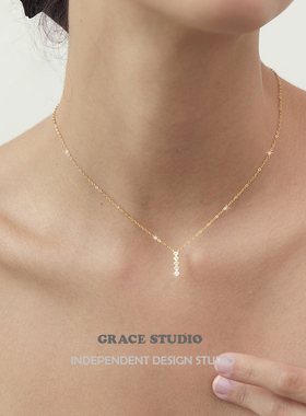 G/S 轻奢精致超闪一字锆石锁骨链女纯银极细百搭项链s925优雅颈链