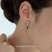 限时8.8折 新品 精致轻奢黑色锆石吊坠耳扣女复古超闪耳环耳圈