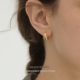 精致迷你百搭双层线条金属耳环高智感锆石耳圈2026新款 S黎贝卡