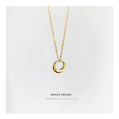 S幸运环 ins冷淡风几何圆环锁骨链女极简约气质百搭项链925银