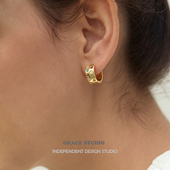 百搭亮面金属耳环耳饰女 轻奢复古彩色锆石镶嵌耳圈经典 S拜占庭