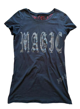 LGB 黑色印花刺绣短袖T恤 稀有圆领修身上衣