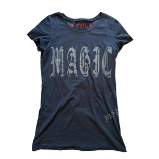 LGB 黑色印花刺绣短袖T恤 稀有圆领修身上衣