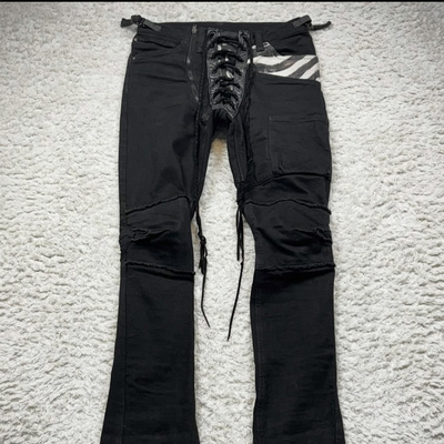 ifsixwasnine 视觉系 黑斑马抽绳绑带蛇皮牛仔裤