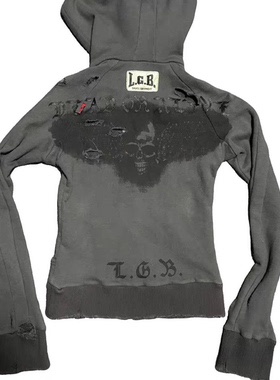 LGB 死或生骷髅破坏连帽卫衣 视觉系亚文化休闲外套