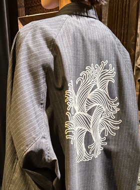 自主 Christopher Nemeth 羊毛条纹衬衣复古绳结衬衫男女长袖衬衫