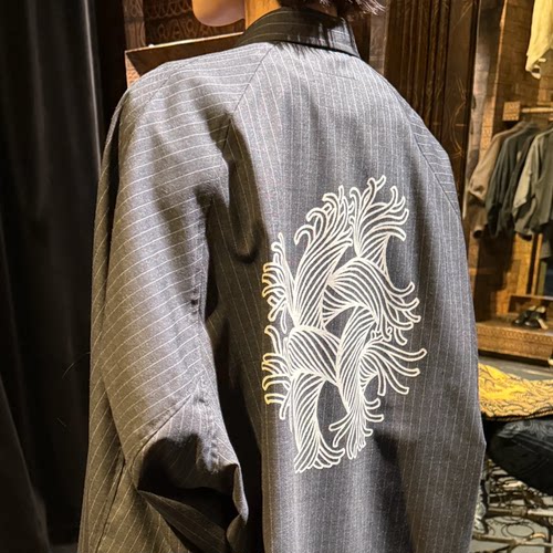 自主 Christopher Nemeth 羊毛条纹衬衣复古绳结衬衫男女长袖衬衫