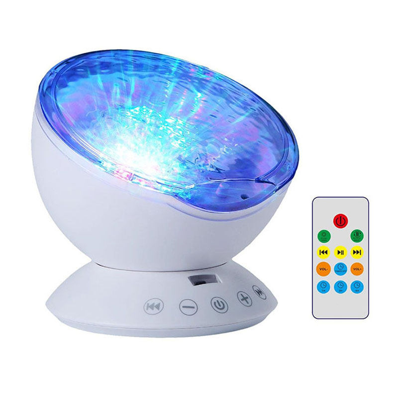 海洋投影灯蓝色水纹led动态水波纹极光灯波浪卧室星空助眠小夜灯