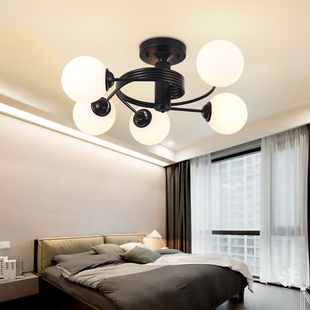 北欧简约吊灯风格轻奢大气创意玻璃灯具魔豆分子灯餐卧室书房次卧