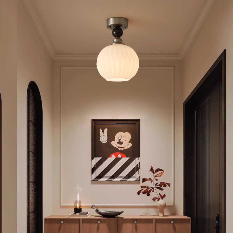 法式中古风走廊走道灯高级感复古入户玄关玻璃设计阳台吸顶灯