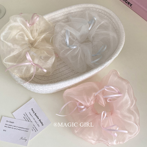 原创新款芭蕾风丝带蝴蝶结大肠发圈发饰少女甜美柔纱发绳头绳头饰