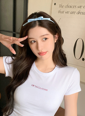 magicgirl魔丽少女蓝色蝴蝶结发箍头饰缎面芭蕾甜美细款头箍发饰