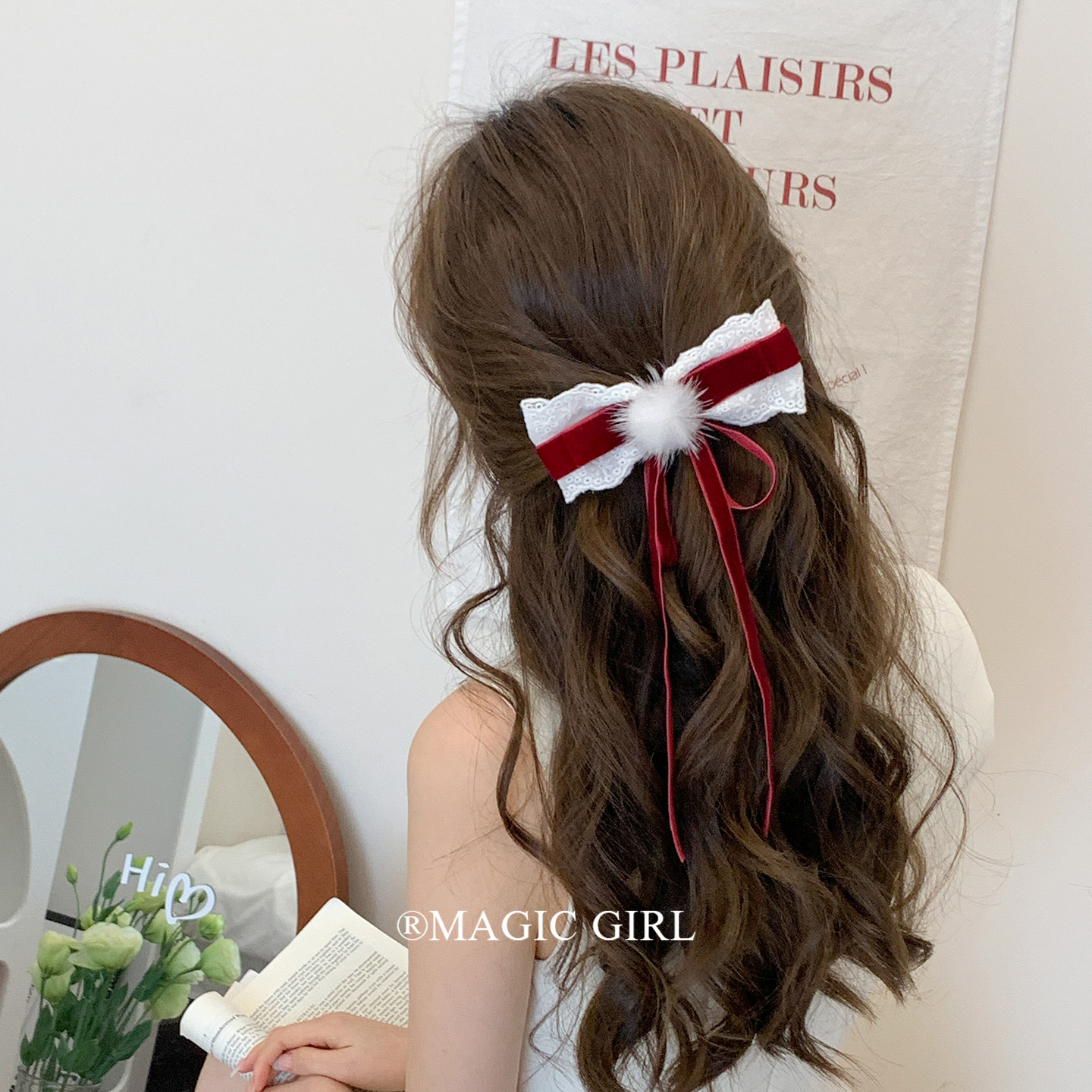 少女新年红色发夹丝绒蕾丝毛球蝴蝶结发卡头饰女氛围感弹簧夹发饰,饰品/流行首饰/时尚饰品新,发饰,淘宝优惠券,粉丝福利购,淘宝优惠卷