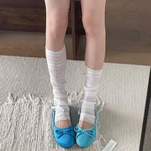 芭蕾风袜套中筒袜夏季薄款蕾丝花边lolita蝴蝶结堆堆袜y2k小腿袜