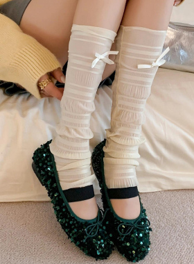 芭蕾风jk堆堆袜套冰丝中筒袜女夏季薄款小腿袜可穿成袖套百搭甜美