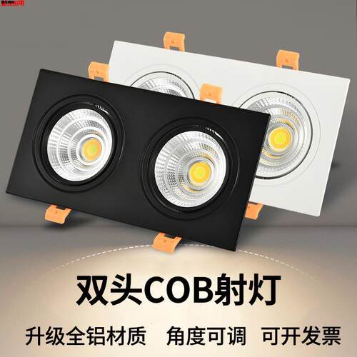 双头COB射灯斗胆灯嵌入式LED客厅走廊格栅灯吊顶天花灯两头双孔灯
