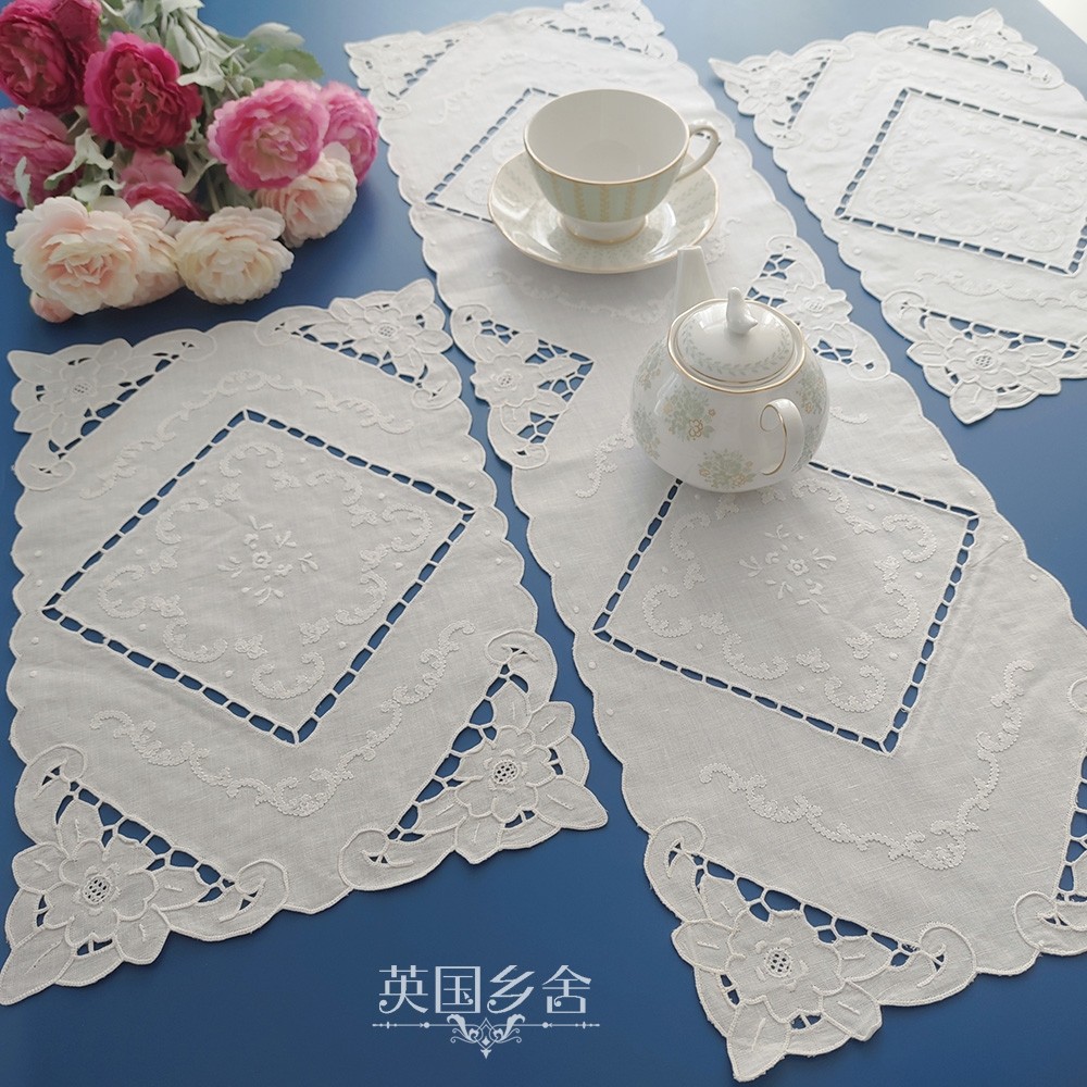 出口葡萄牙白色棉麻镂空刺绣桌布北欧复古餐垫茶席桌旗外贸库存,居家布艺,餐垫,淘宝优惠券,粉丝福利购,淘宝优惠卷