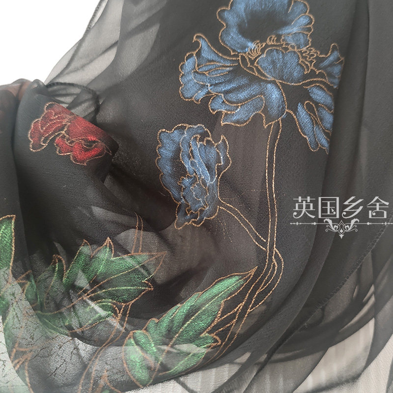 真丝乔其纱丝巾围巾春秋轻薄款