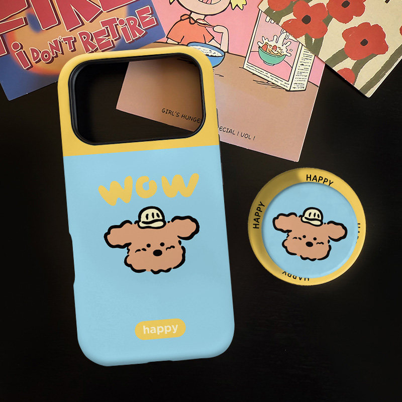 狗狗头像适用苹果17promax手机壳iphone16pro菲林磁吸支架个性华为P80小米15小众vivo防摔保护壳oppo撞色好运