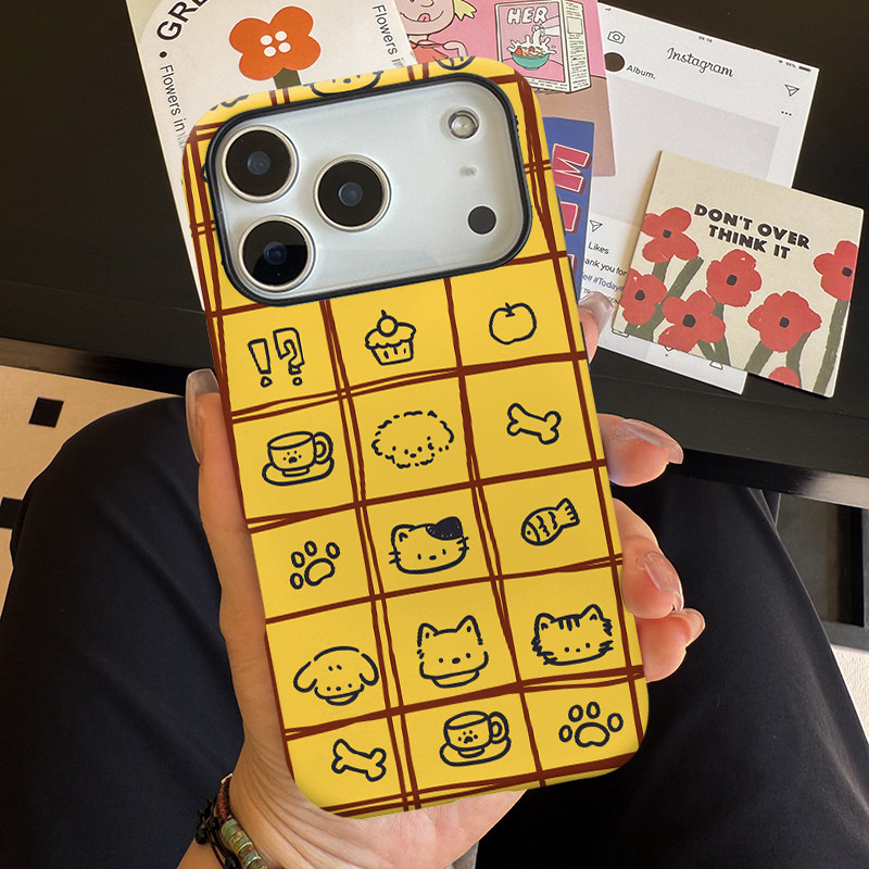 线条小动物适用苹果18promax手机壳iphone17pro菲林磁吸支架华为P90小米15亲肤手感vivo防摔保护壳oppo荣耀