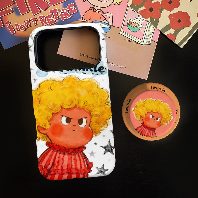 爆炸头星星仔适用苹果17promax手机壳iphone16pro菲林磁吸支架个性华为P80小米15小众vivo防摔保护壳oppo