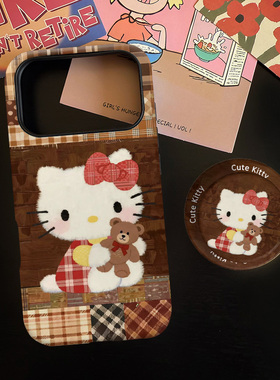 抱熊KT适用苹果17promax手机壳iphone16pro菲林磁吸支架个性华为P80小米15小众vivo防摔保护壳oppo卡通潮流风