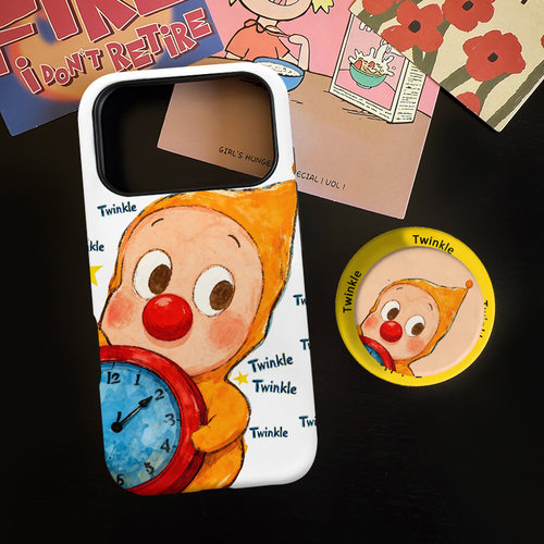 闹钟星星仔适用苹果17promax手机壳iphone16pro菲林磁吸支架个性华为P80小米15小众vivo防摔保护壳oppo