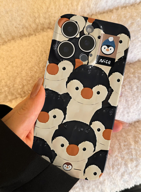 适用iPhone16promax苹果15小米14新款mate60华为p70nova12荣耀200菲林手机壳opporeno13vivox100手绘油画企鹅