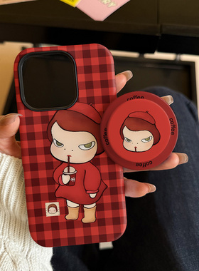 复古奈良美智适用苹果17promax手机壳iphone16pro菲林磁吸支架个性华为P80小米15小众vivo防摔保护壳oppo卡通