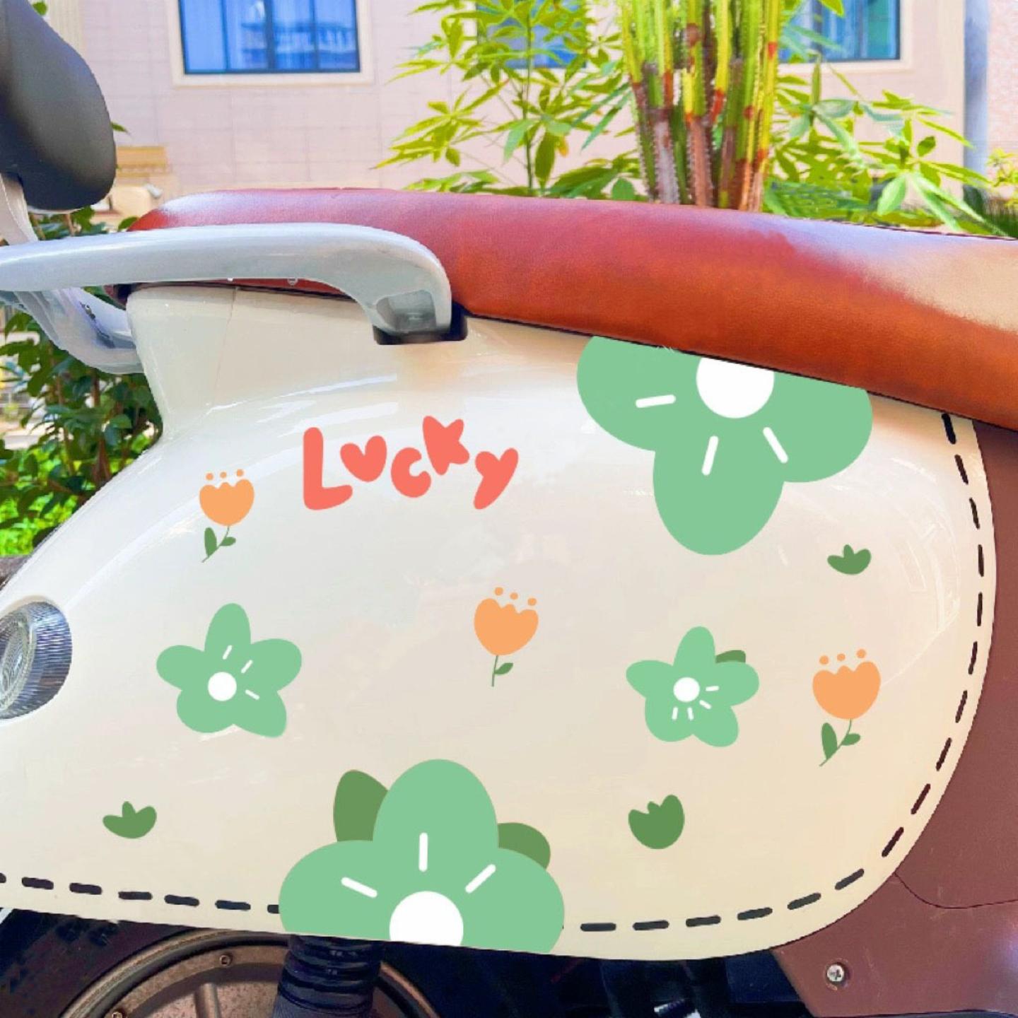 贴在车上图案装饰贴花朵电动车