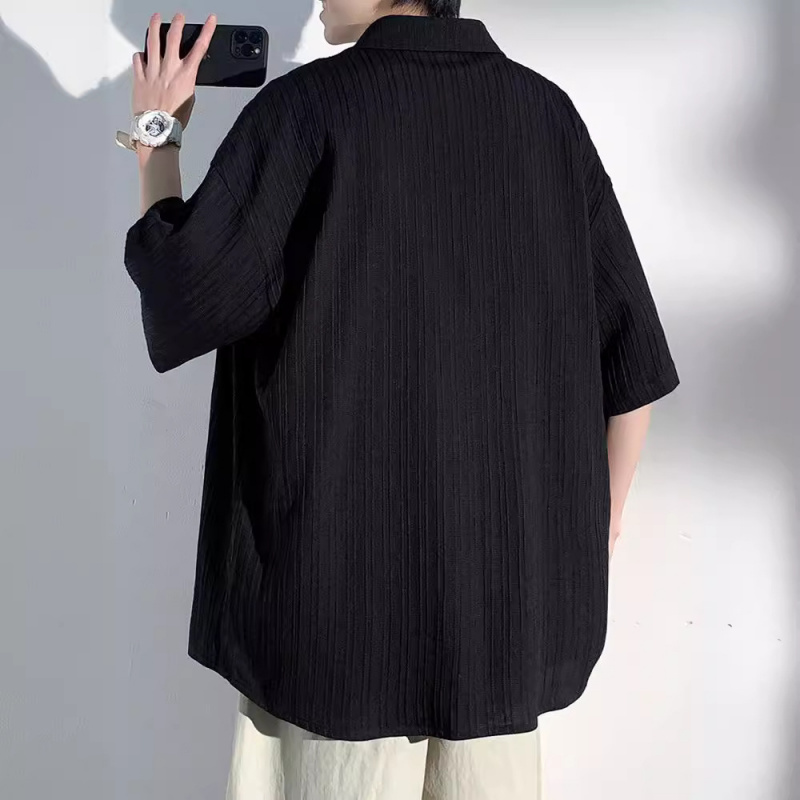 冰丝衬衫短袖男士夏季薄款纯色休