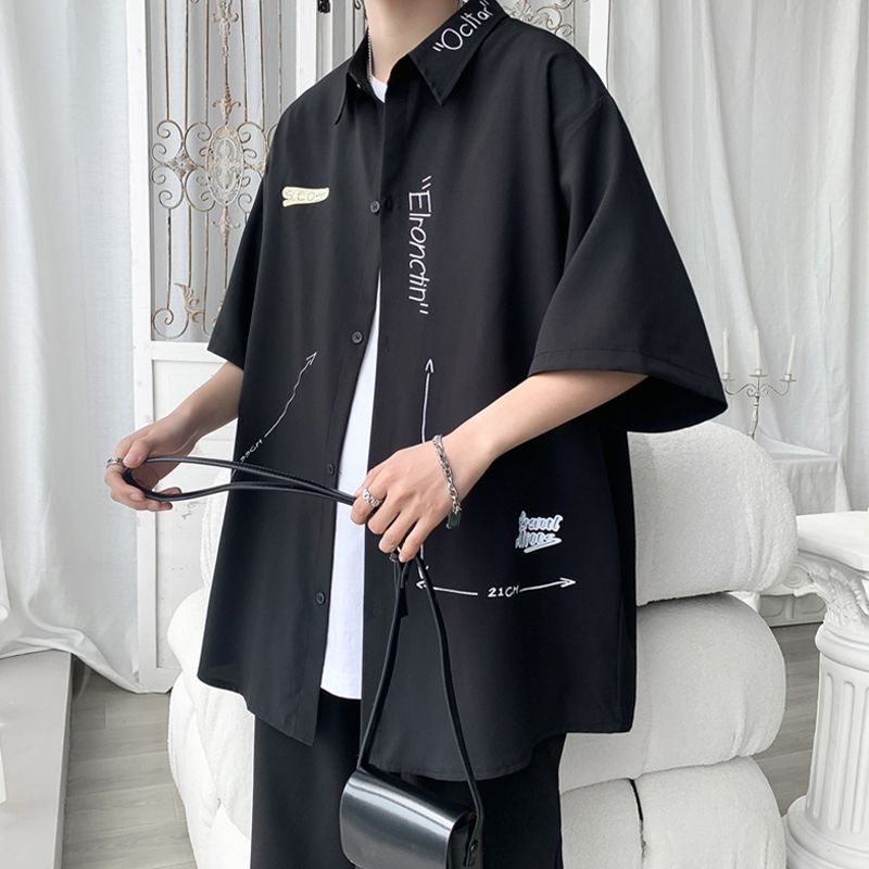 2025个性冰丝衬衫短袖男士禁欲系
