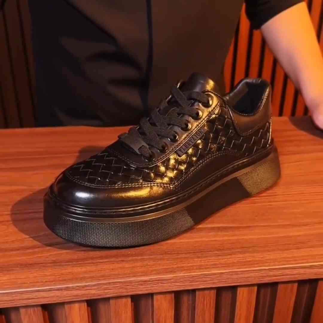 231-15新品轻奢帅气真皮编制休闲舒适男鞋简约时尚百搭潮流高级感