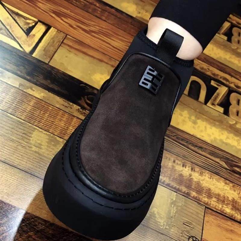 2024秋冬新品广州时尚男鞋反毛皮一脚蹬百搭棕色高帮靴子单棉都有,流行男鞋,高帮鞋,淘宝优惠券,粉丝福利购,淘宝优惠卷