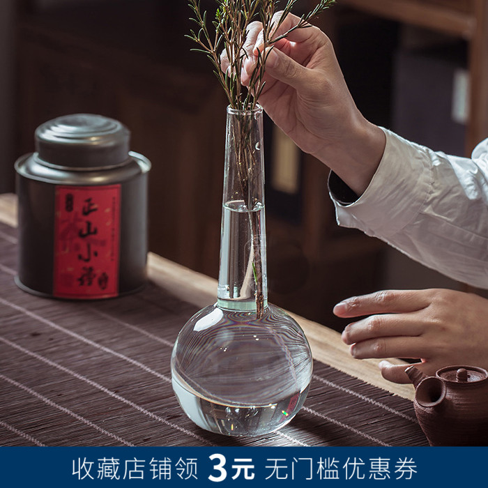 日式风禅意透明水培茶室插花器