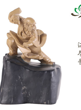 桌面装饰台湾铁丸石禅趣小沙弥 达摩拳 一角禅石愿系列创意摆件