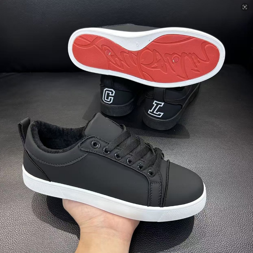 加绒保暖红底男鞋冬季保暖板鞋男