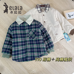 衣拉拉冬新款男童加厚棉服梭织三防面料棉袄内胆潮两面可穿800棉