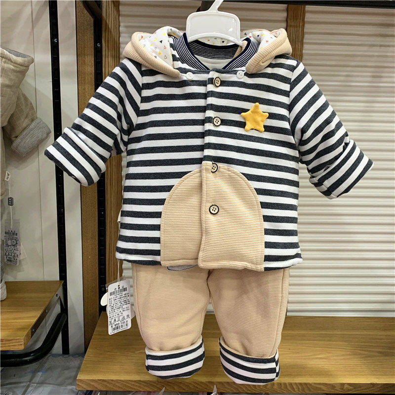 断码清仓】卡乐瑞比冬款婴儿背带裤棉服两件套装男宝夹棉保暖加厚