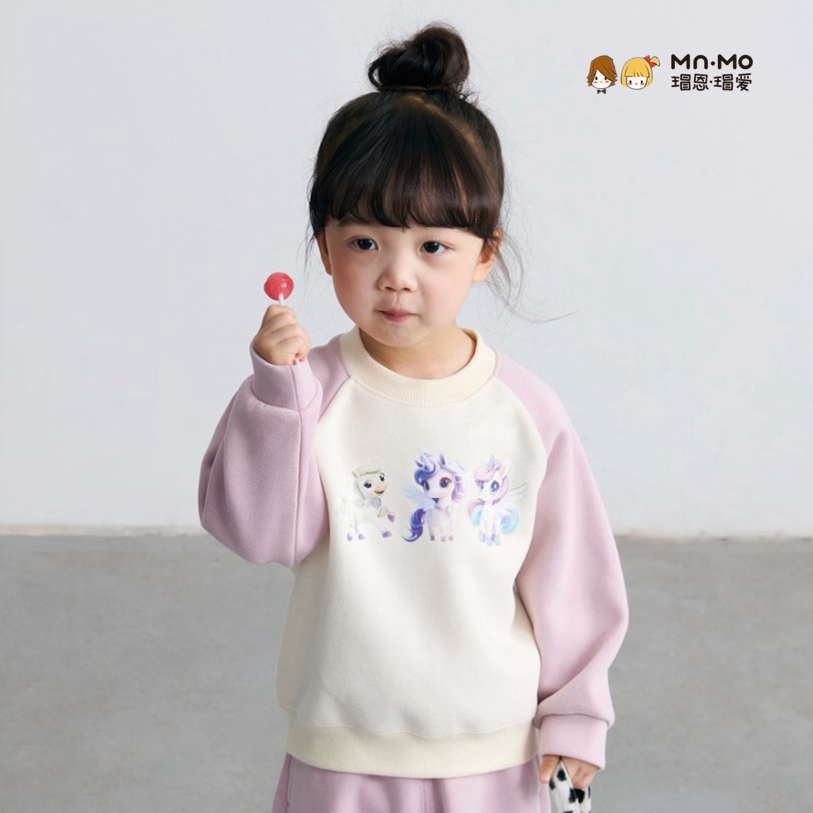 暖壳棉 瑁恩瑁爱秋新款女宝宝可爱套头上衣卫衣小马宝莉舒适保暖