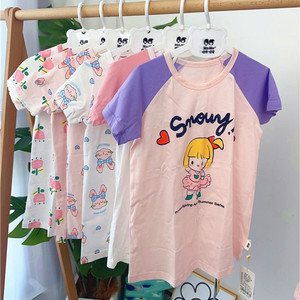 瑁恩瑁爱衣拉拉夏新款女童睡衣睡裙短袖家居服纯棉莫代尔超薄凉爽