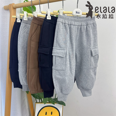 衣拉拉秋冬新款男童加绒运动裤