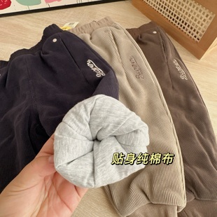 一条过冬瑁恩瑁爱衣拉拉冬男童棉裤三层保暖卫衣绒加厚卫裤800棉