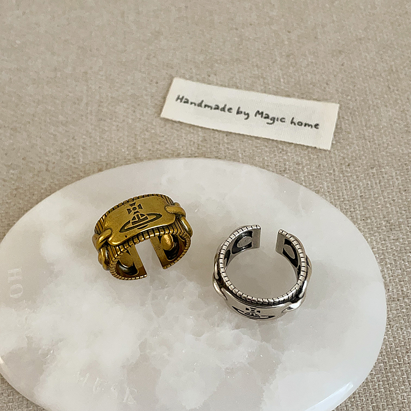 中古风做旧星球金属开口戒指女小众设计感个性时尚气质百搭指环戒
