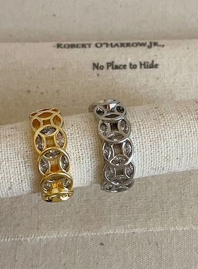 招财锆石钱币戒指女新中式复古轻奢个性独特时尚潮流百搭指环戒子